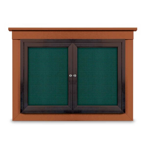 24"x36" 1-Door Enclosed Letterboard, Header, Black Vinyl/Walnut